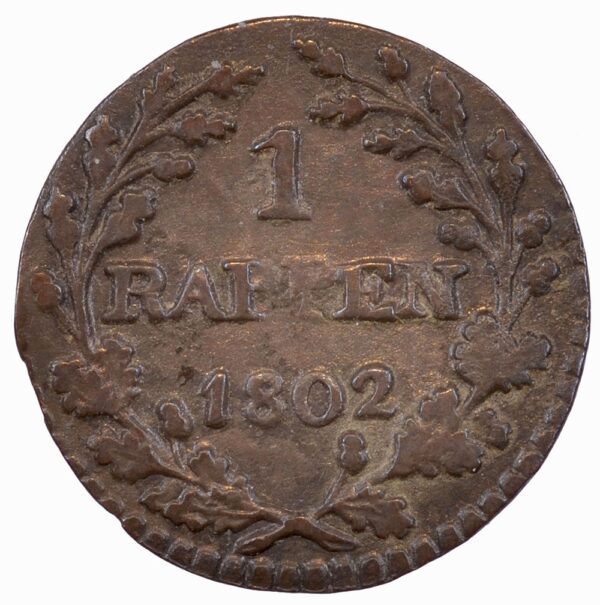 Helv. Republik, 1 Rappen, 1802, vz