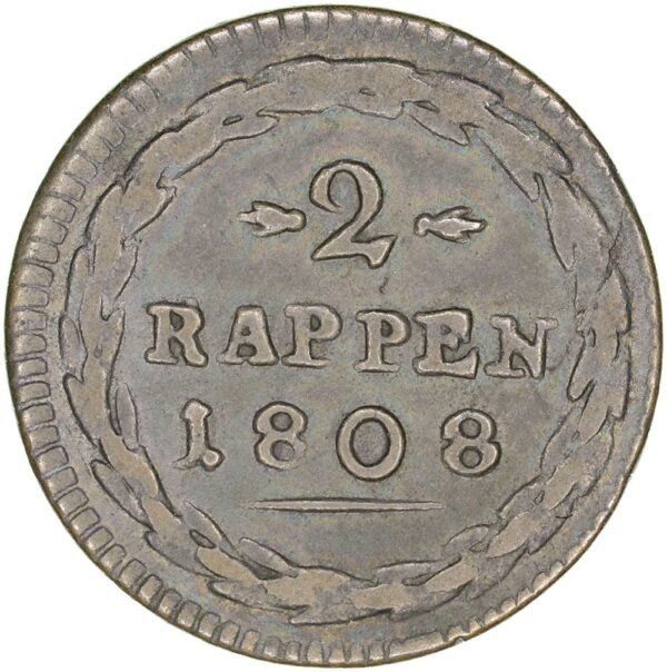 Aargau, 2 Rappen, 1808, ss-vz