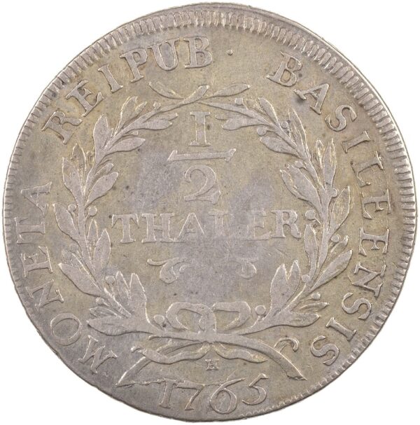 Basel, 1/2 Taler, 1765, ss