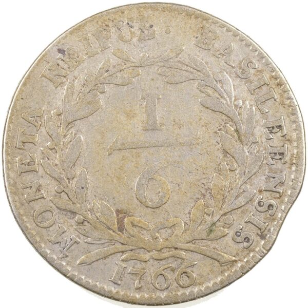 Basel, 1/6 Taler, 1766, s-ss