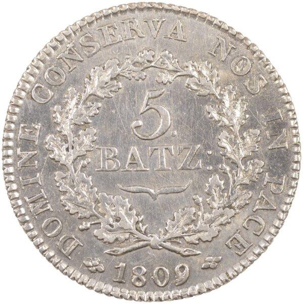 Basel, 5 Batzen, 1809, unz-