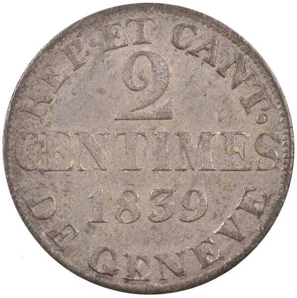 Genéve, 2 Centimes, 1839, unz