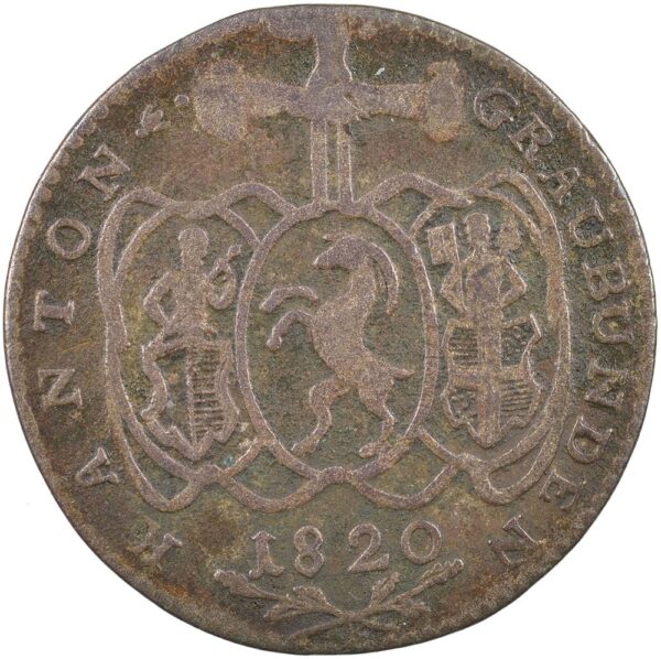 1324_1 Graubünden, 1 Batzen, 1820, vz-unz