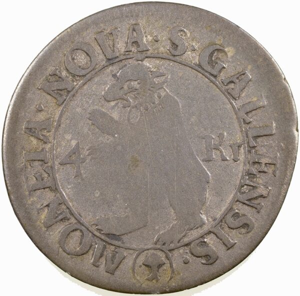 1445_1 St. Gallen, 4 Kreuzer, 1722, ss