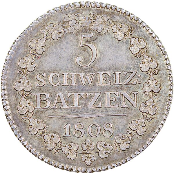 Thurgau, 5 Batzen, 1808, vz-unz