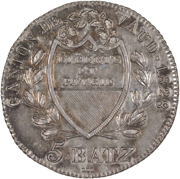 1613_1 Waadt, 5 Batzen, 1828, unz/stgl