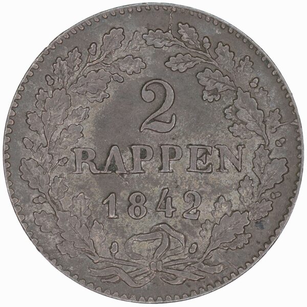 Zürich, 2 Rappen, 1842, vz