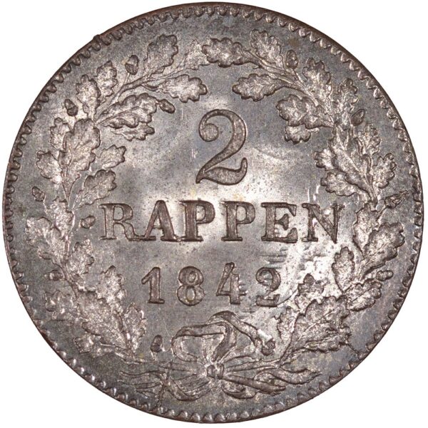 Zürich, 2 Rappen, 1842, unz/stgl