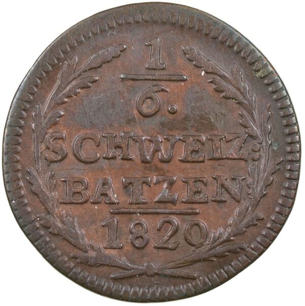 Graubünden, 1/6 Batzen, 1820, vz-unz