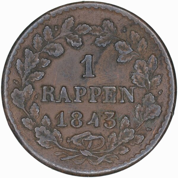 Luzern, 1 Rappen, 1843, vz