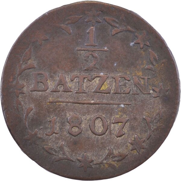Aargau, 1/2 Batzen, 1807, ss-vz