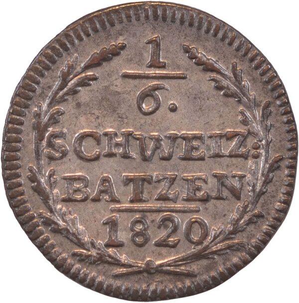 Graubünden, 1/6 Batzen, 1820, unz/stgl