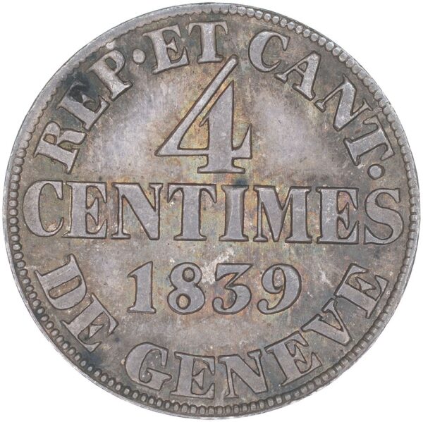 Genéve, 4 Centimes, 1839, unz/stgl