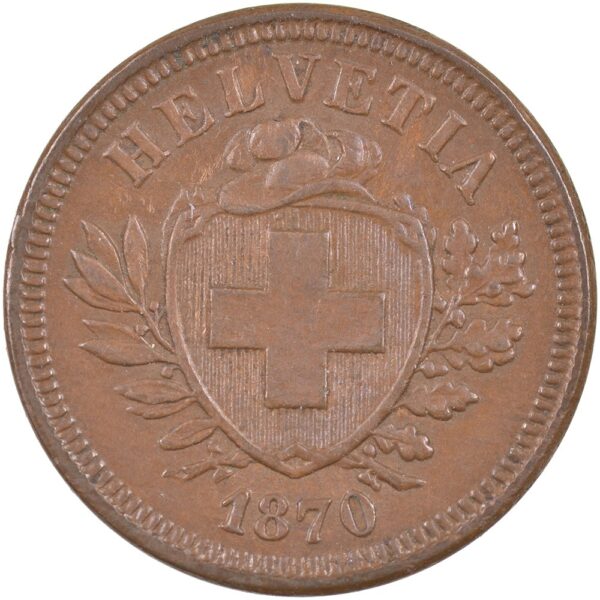 1 Rappen, 1870, unzirkuliert