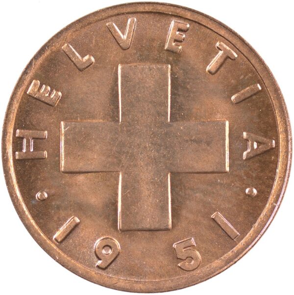 25186_1 1 Rappen, 1951, Stempelglanz