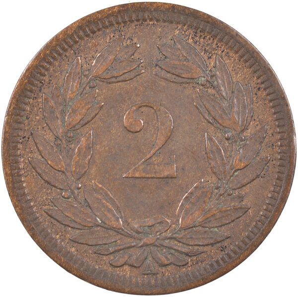 2 Rappen, 1850, unzirkuliert