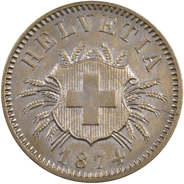 25384_1 5 Rappen, 1874, unzirkuliert