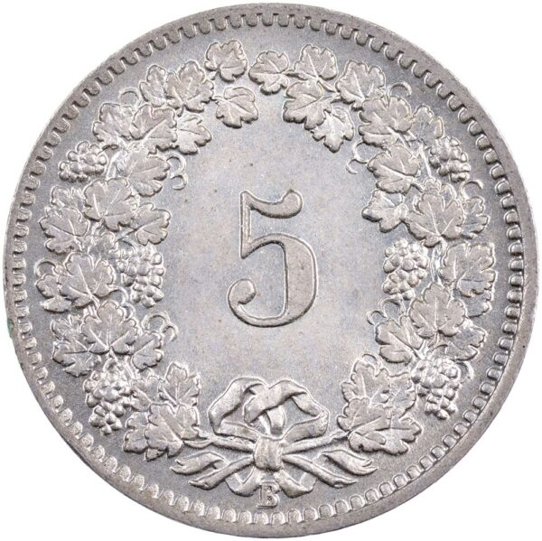 5 Rappen, 1908, unzirkuliert