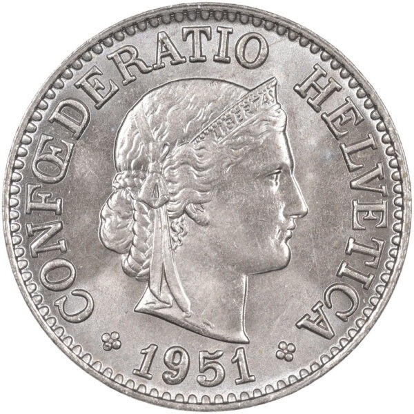 25796_1 10 Rappen, 1951, Stempelglanz