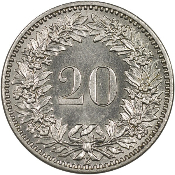 20 Rappen, 1896, unzirkuliert
