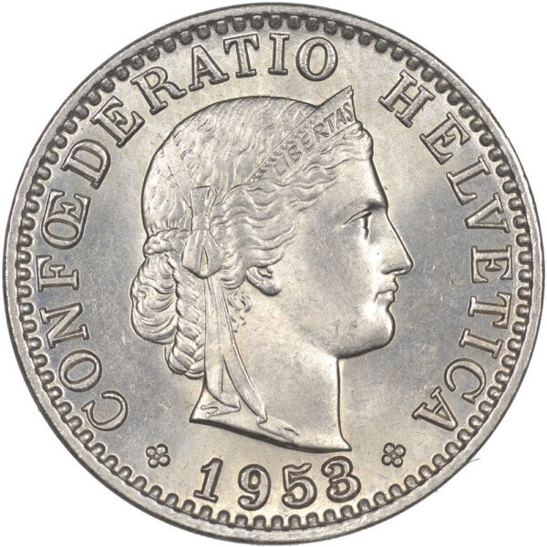 26005_1 20 Rappen, 1953, Stempelglanz