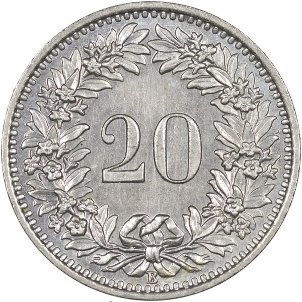 20 Rappen, 1955, Stempelglanz