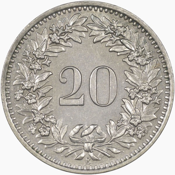 20 Rappen, 1957, fast unzirkuliert
