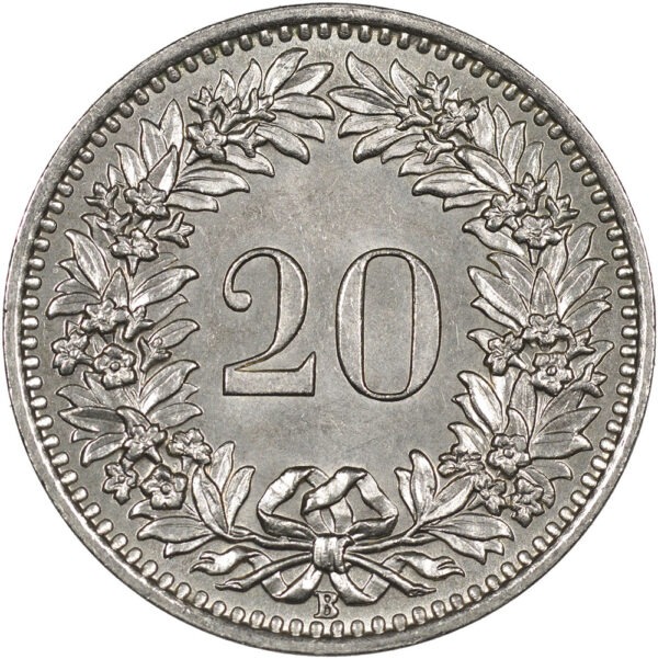20 Rappen, 1957, unzirkuliert