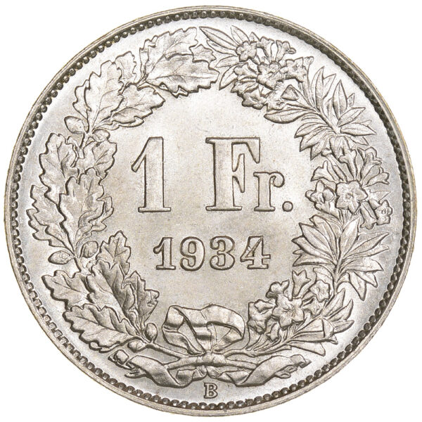 26357_1 1 Franken, 1934, unzirkuliert