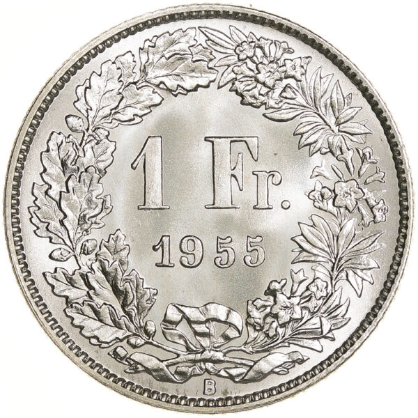 26390_1 1 Franken, 1955, Stempelglanz