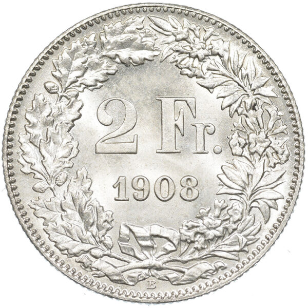 2 Franken, 1908, Stempelglanz