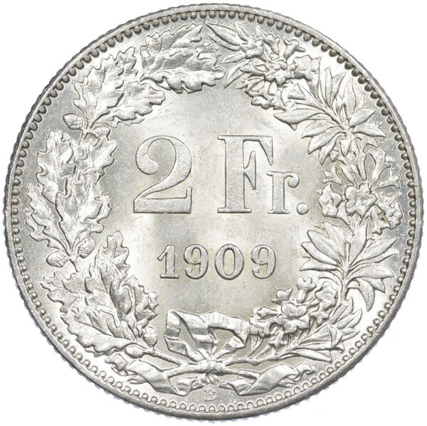 2 Franken, 1909, unz/stgl