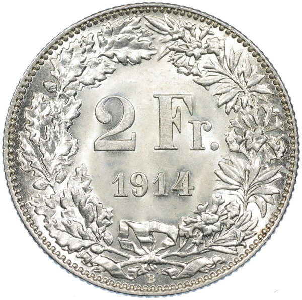 2 Franken, 1914, Stempelglanz