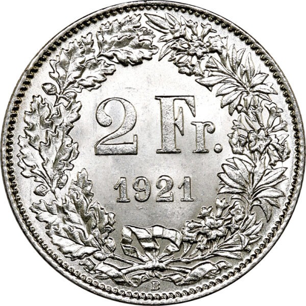 2 Franken, 1921, unz/stgl