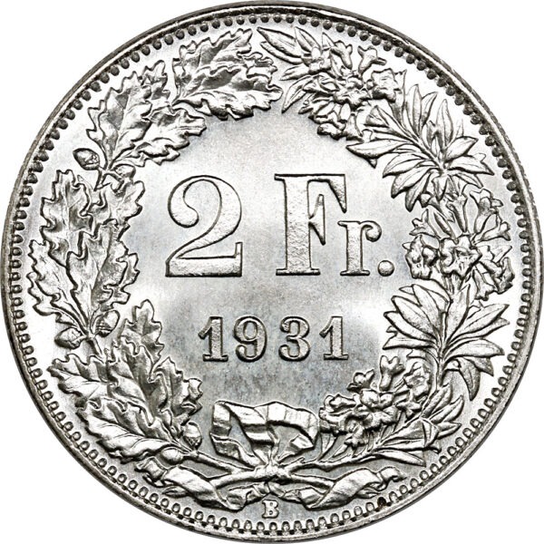 2 Franken, 1931, Stempelglanz