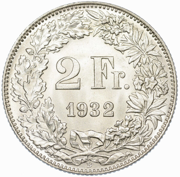 2 Franken, 1932, unzirkuliert