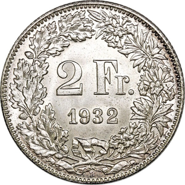 2 Franken, 1932, Stempelglanz