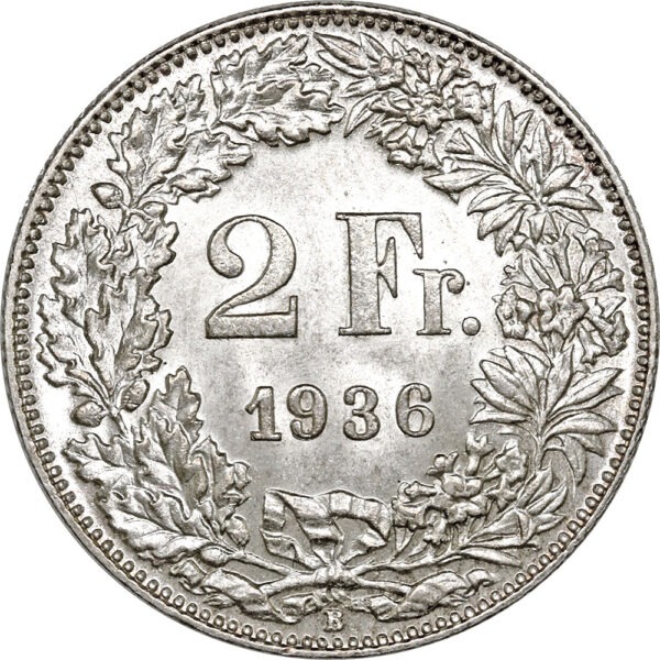 2 Franken, 1936, unzirkuliert