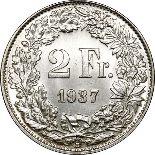 2 Franken, 1937, unz/stgl