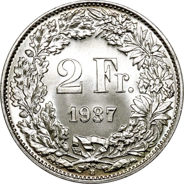 2 Franken, 1937, Stempelglanz