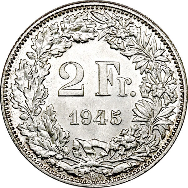 2 Franken, 1945, Stempelglanz