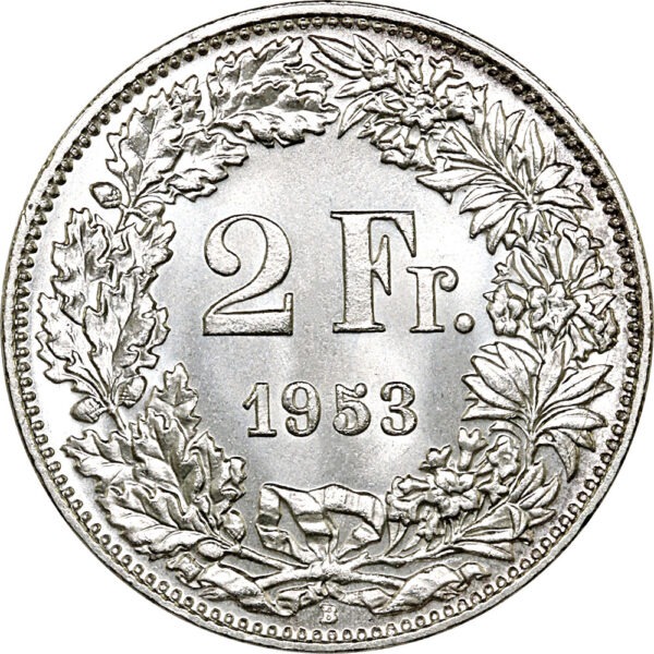 2 Franken, 1953, Stempelglanz