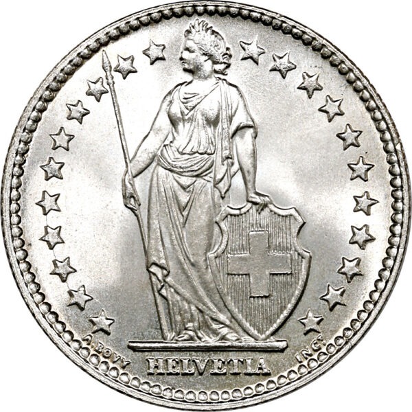 2 Franken, 1955, Stempelglanz