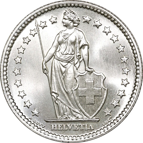2 Franken, 1957, Stempelglanz