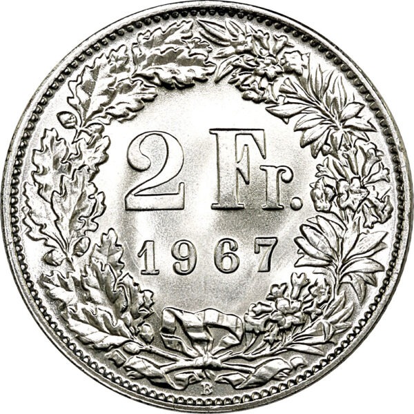 2 Franken, 1967, Stempelglanz