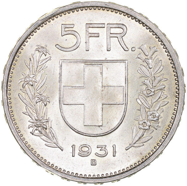 5 Franken, 1931, unz/stgl