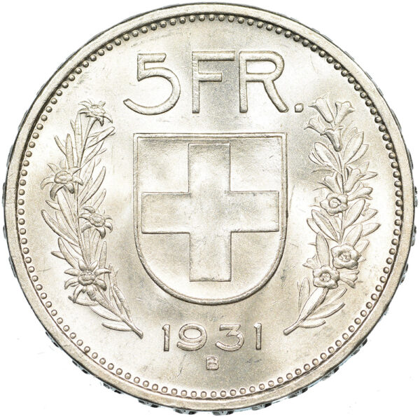 5 Franken, 1931, unz/stgl