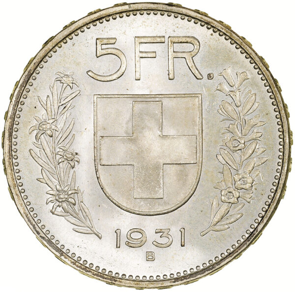 5 Franken, 1931, Stempelglanz