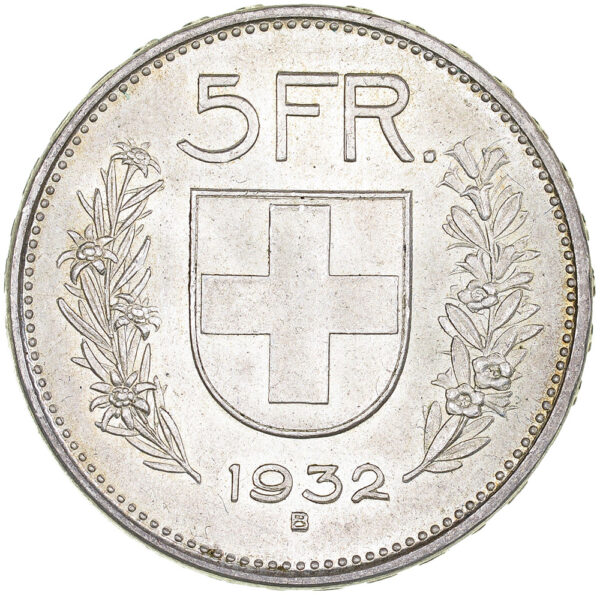 5 Franken, 1932, unz/stgl