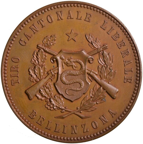 5229_1 Ticino, Bellinzona, Kantonales Schützenfest, 1882, stgl, Bronze